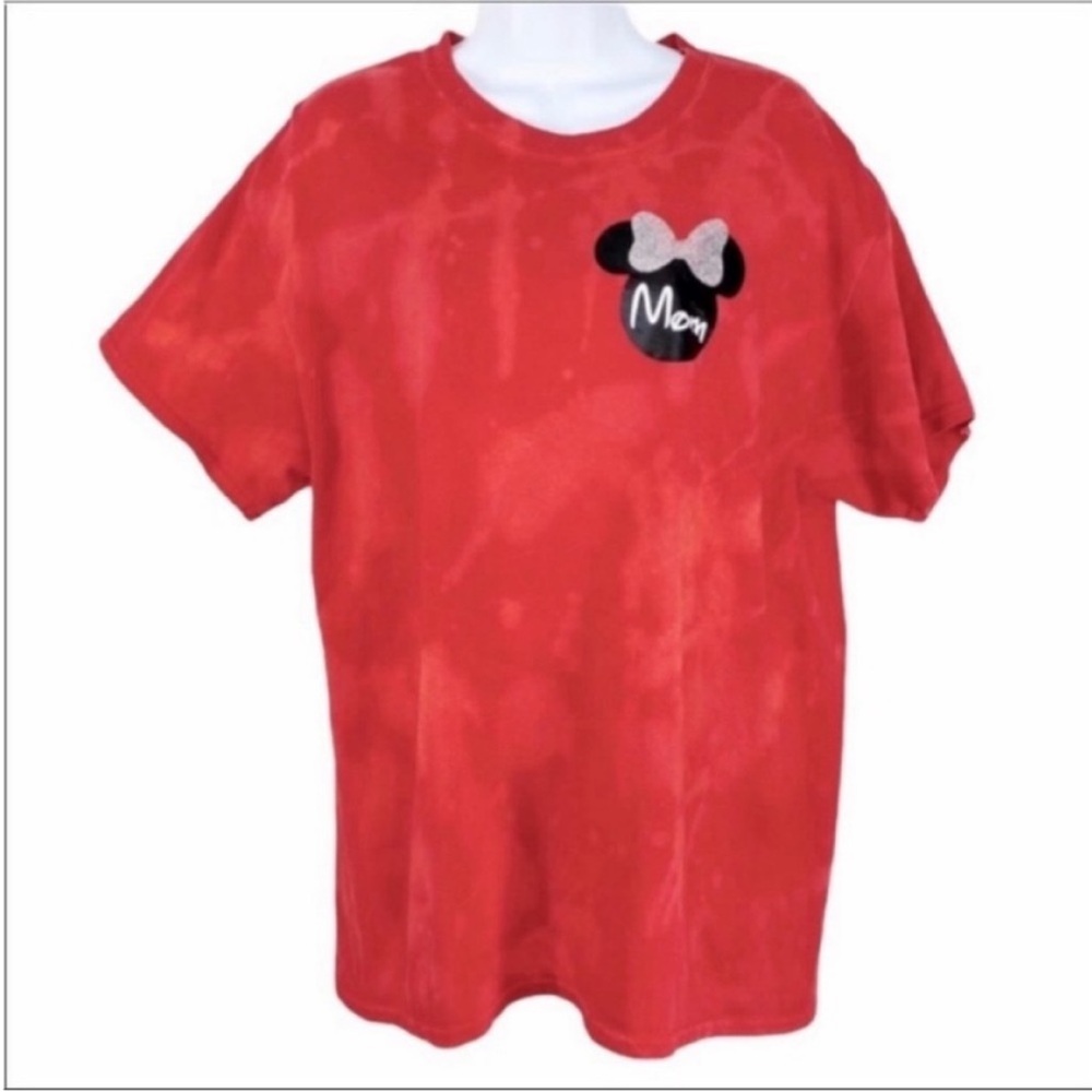 Minnie Mouse Mom bleach tie dye T-shirt L red